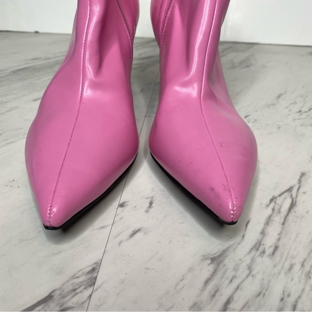 Jeffrey Campbell Nixie Pink Faux Leather Pointed Toe Bootie 8 1/2 - Picture 12 of 16